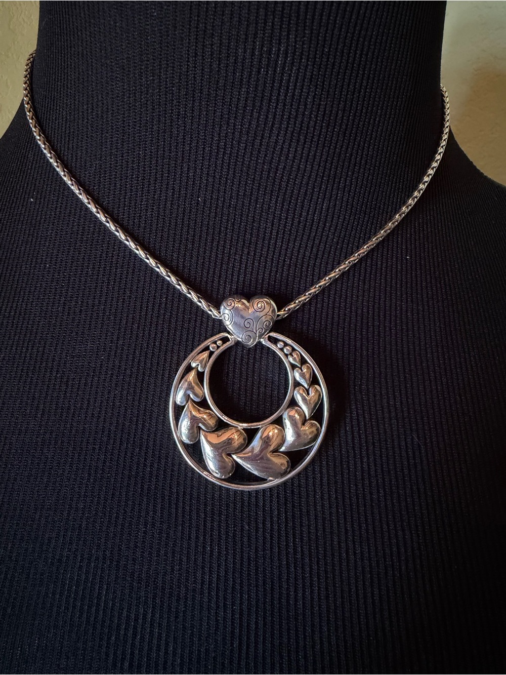 Brighton Silver Heart Circle Pendant Necklace